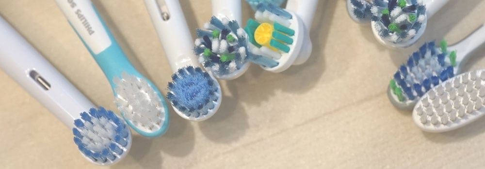 variety of toothbrush heads together