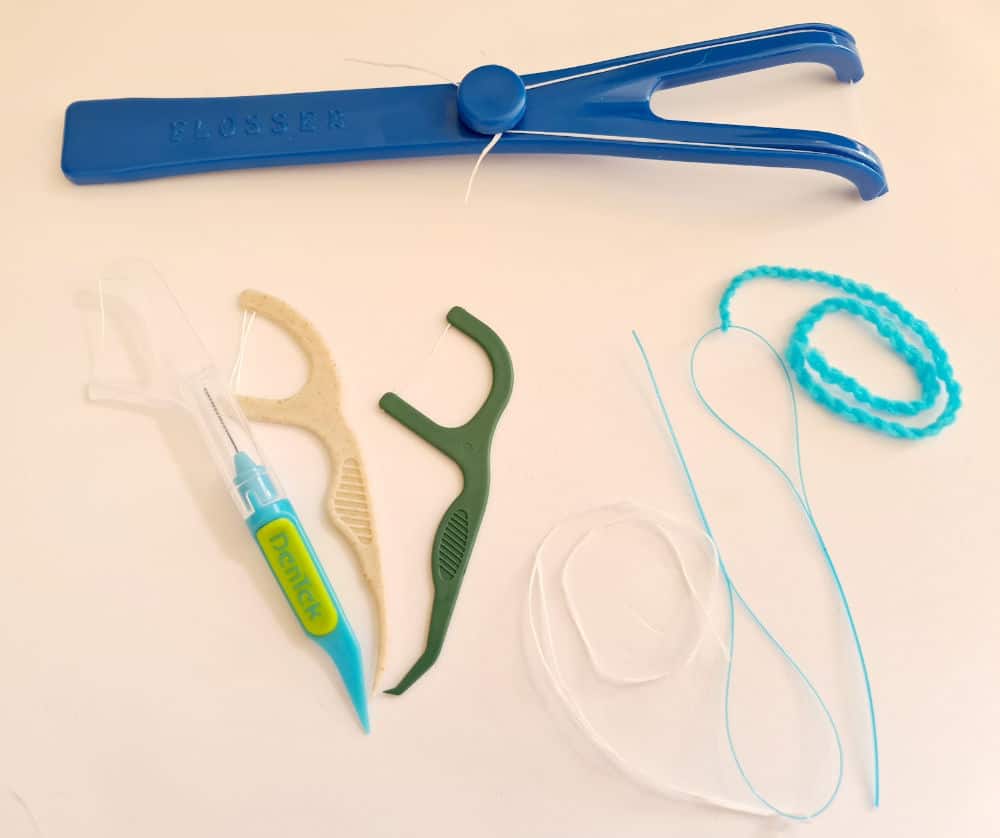 Variety of flossing tools together