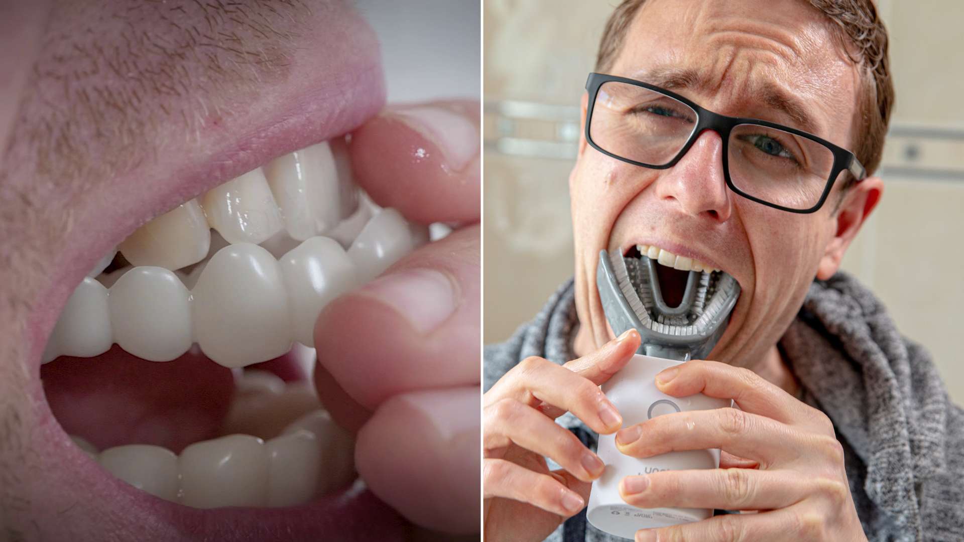 Montage of dental products being tested