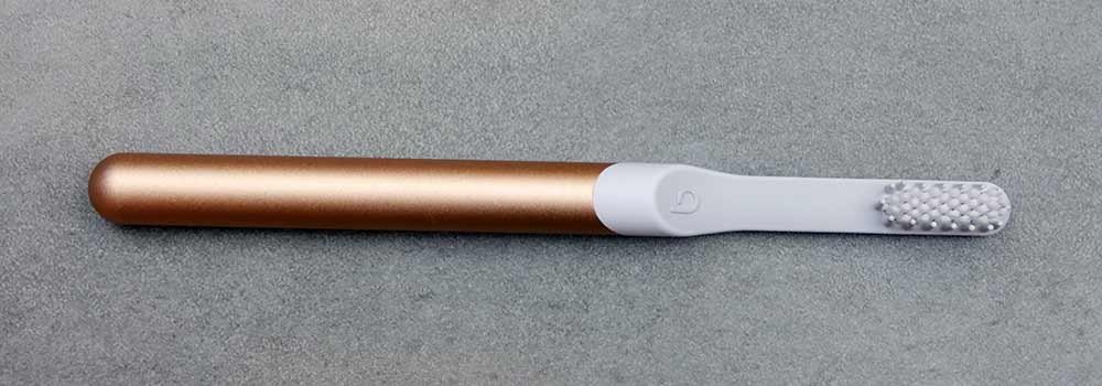 The Quip toothbrush is powered by a removable battery