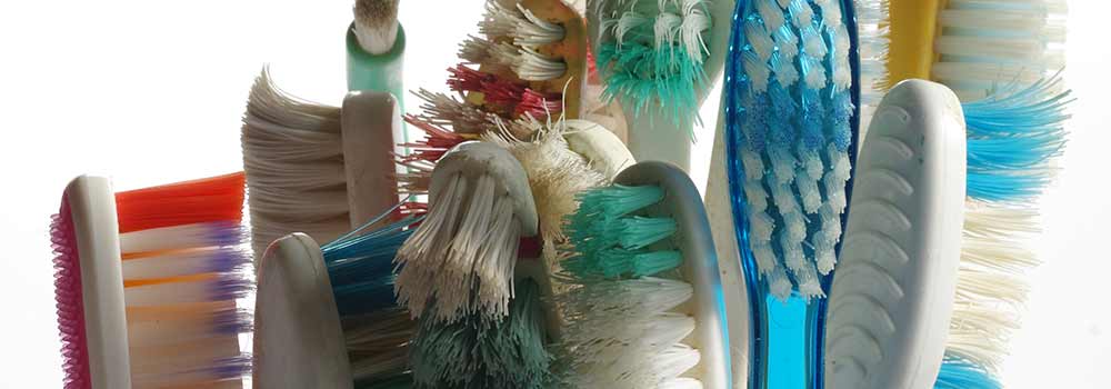 Selection of toothbrush heads showing bristles