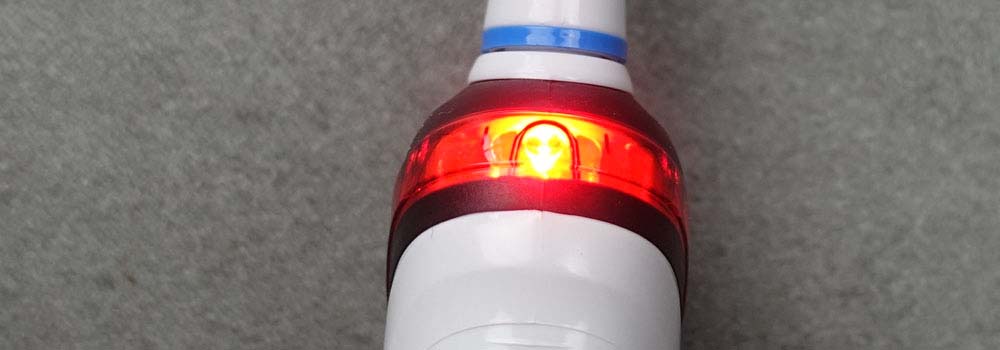 Pressure sensor on a toothbrush illuminated
