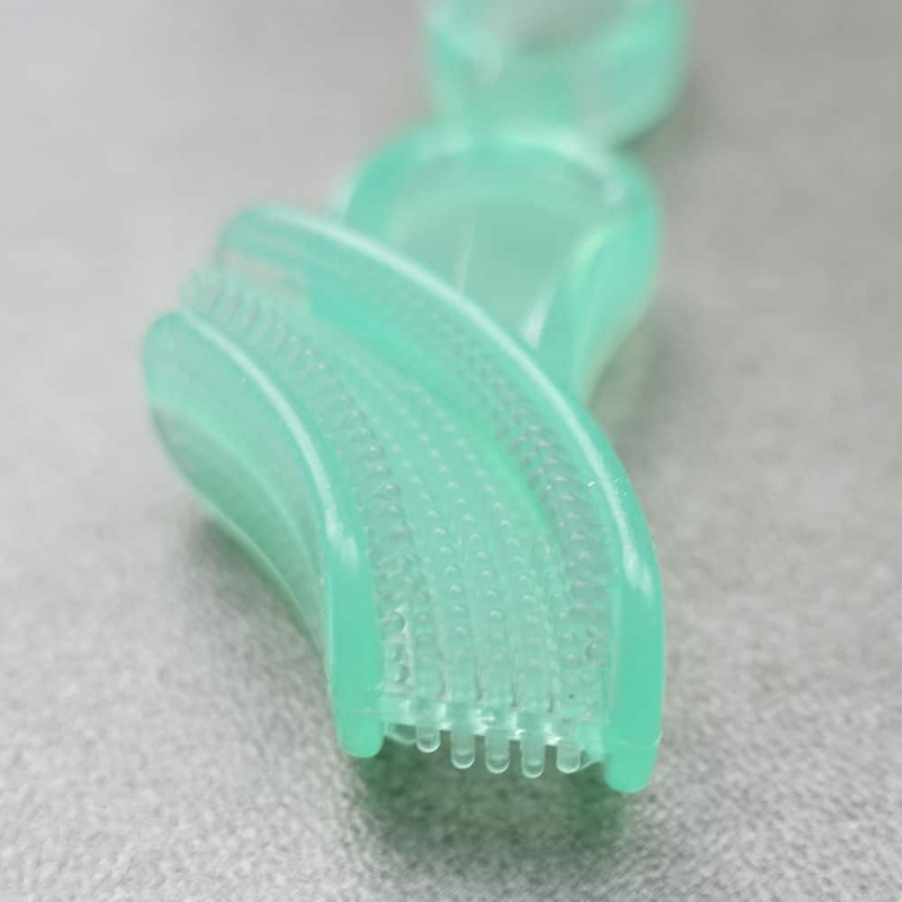 A close up photo of the Brush Baby chewable toothbrush