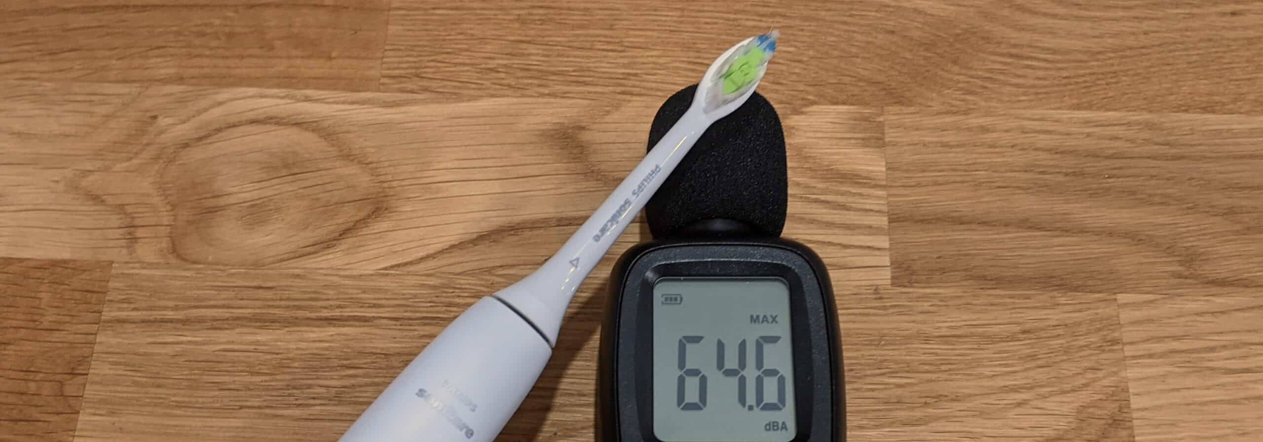 Sonicare Toothbrush Next To Decibel Meter