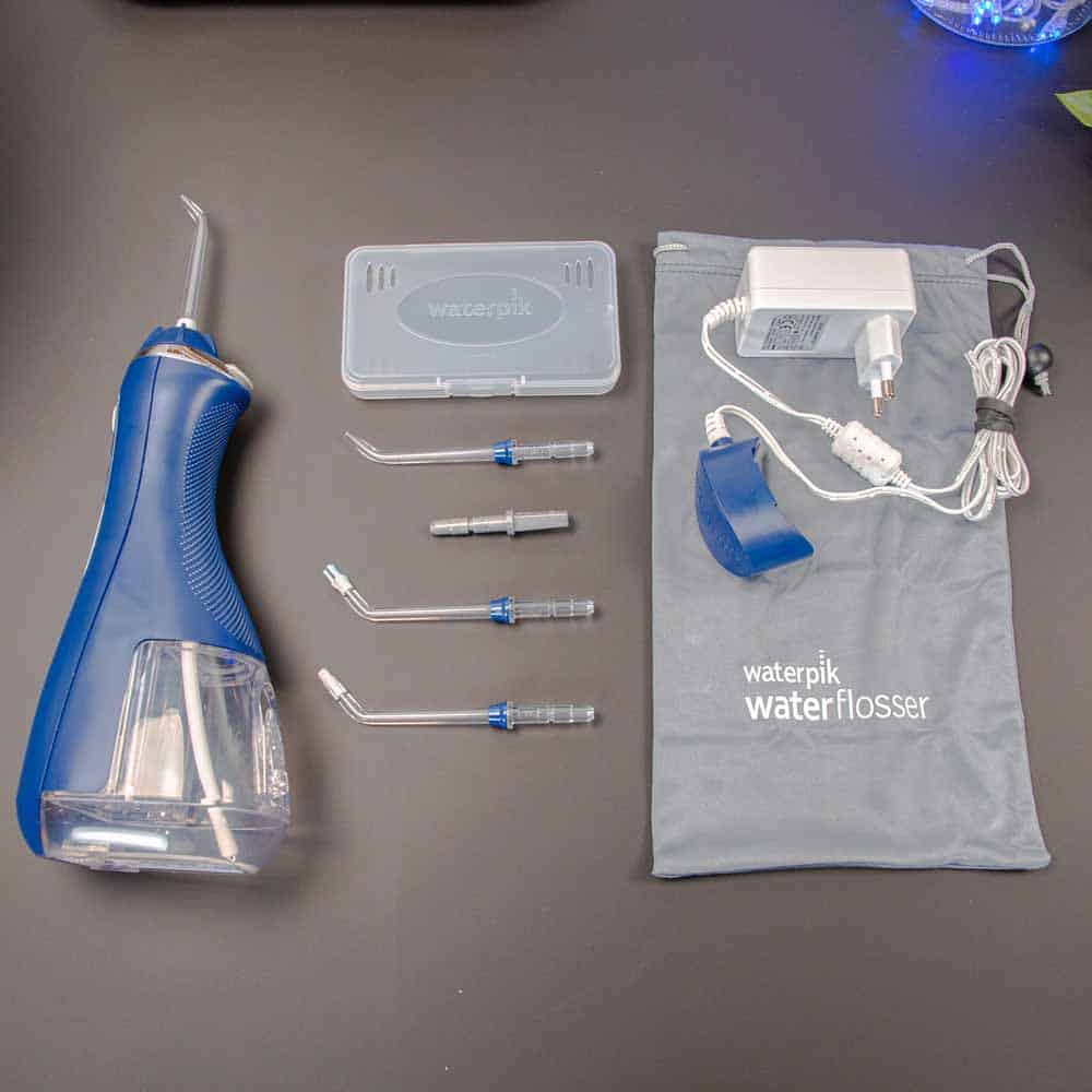 Box contents of the Waterpik Cordless Advanced