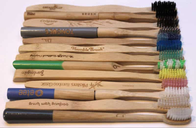 Bamboo brushes together full shot of brushes
