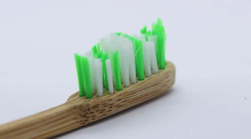 Close up of plastic toothbrush bristles on Bambooth brush