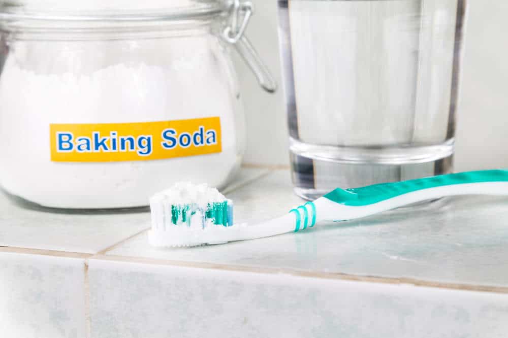 baking soda on a toothbrush