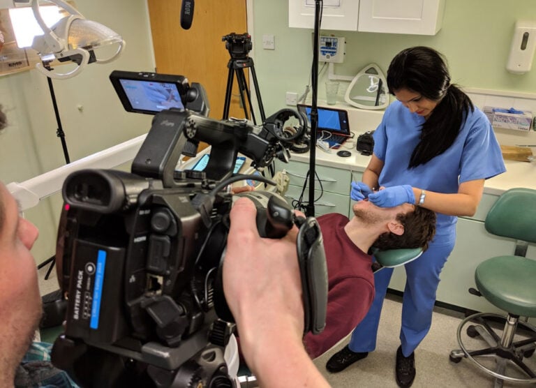 Electric Teeth team filming in a dental practice