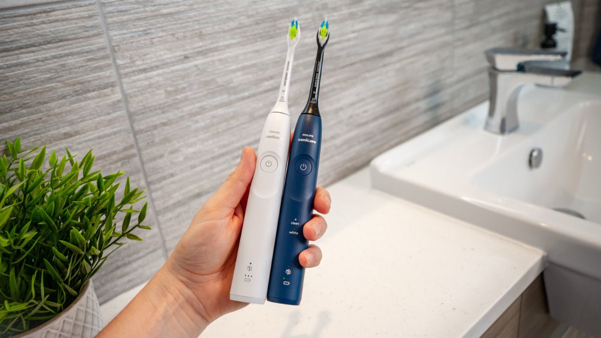 Sonicare Series 5300 and 5500 being held next to each other