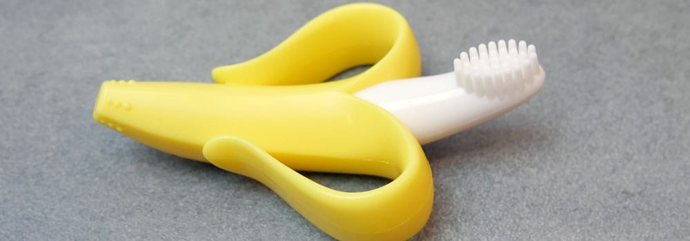 The baby banana brush - which we rate as the best first toothbrush for babies