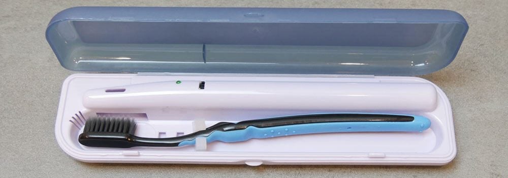 Pursonic S1 Portable UV Toothbrush in its sanitizer