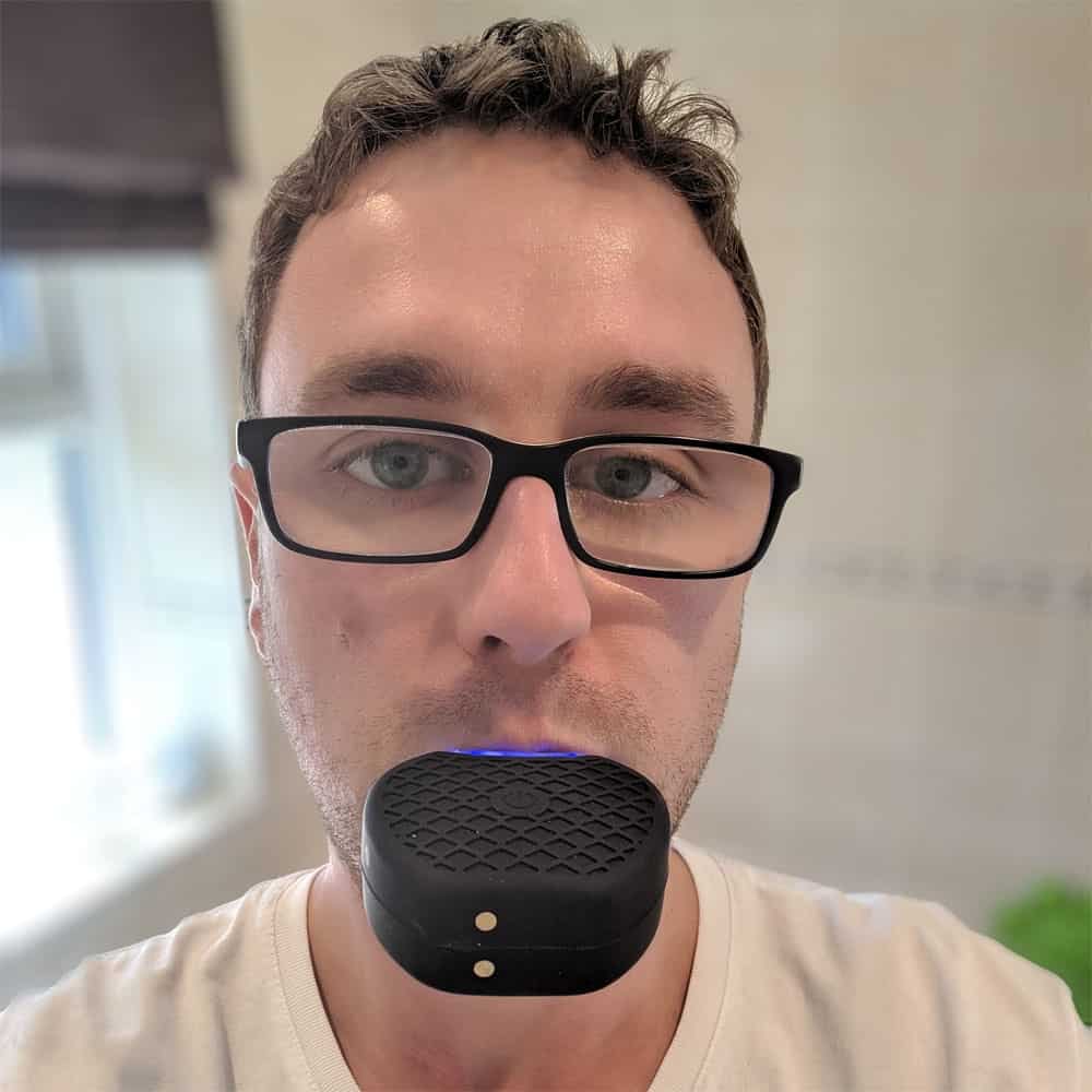 Hibrush in mouth facing camera