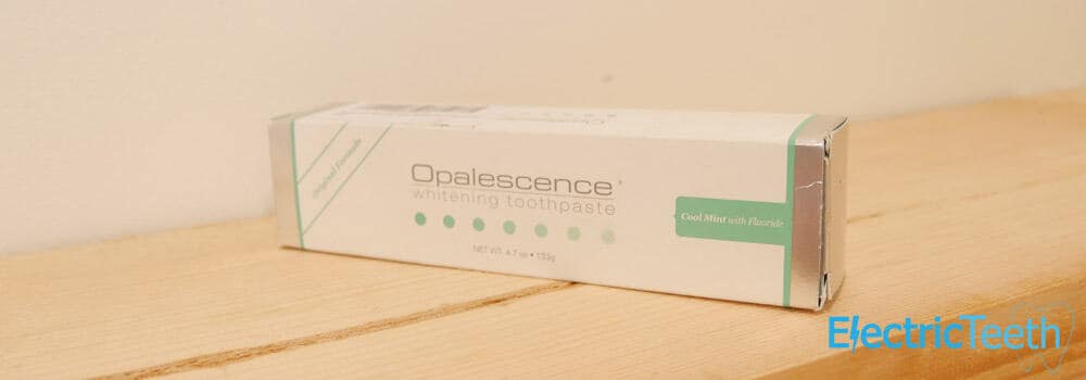 Outer box of Opalescence whitening toothpaste