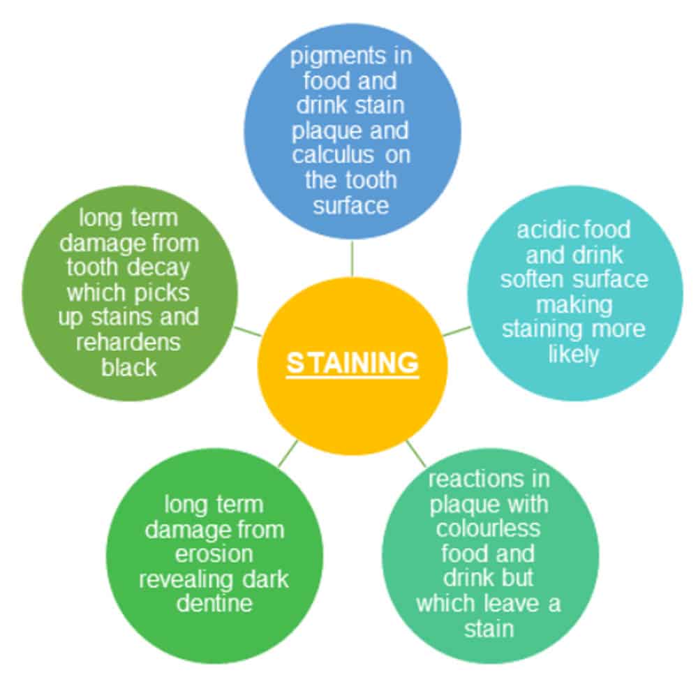 Diagram showing how different types of staining can occur