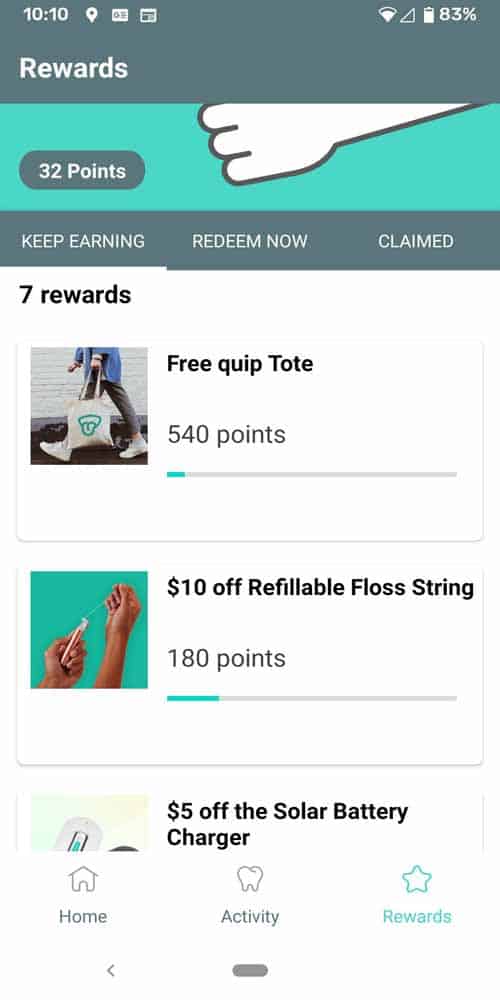 Quip Smart Toothbrush App Rewards