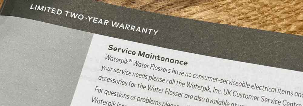 Waterpik Water Flosser Warranty wording