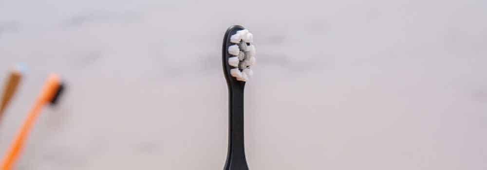 Plant based brush head on SURI toothbrush