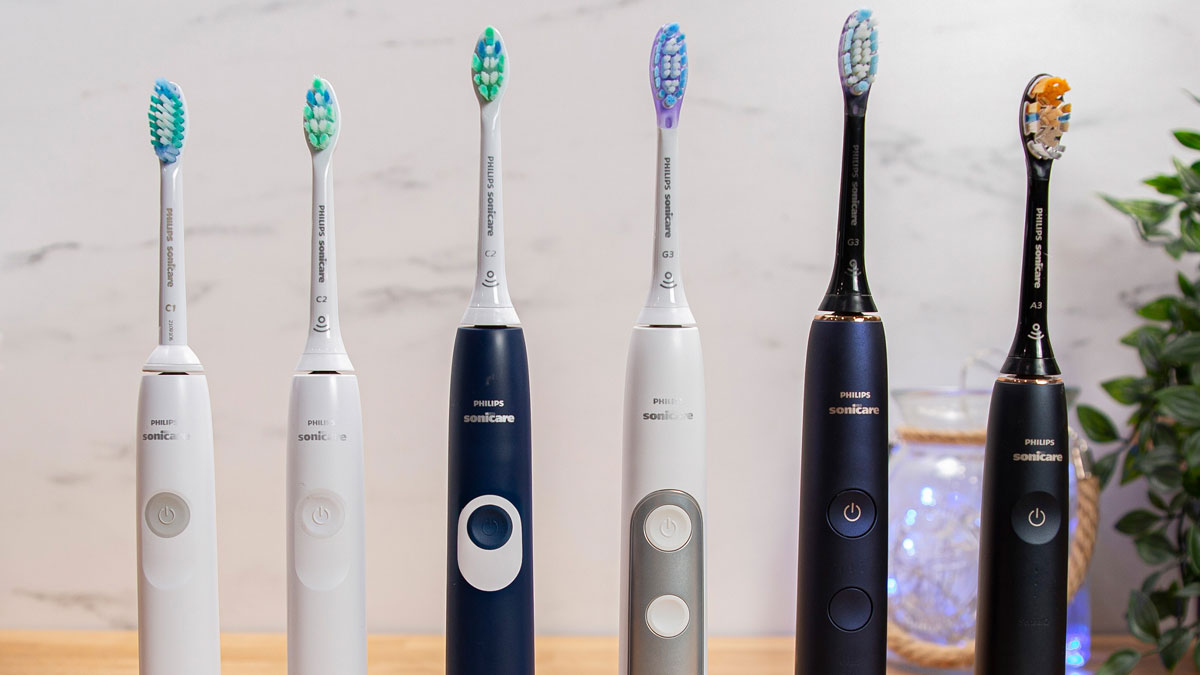 Sonicare brushes stood next to each other