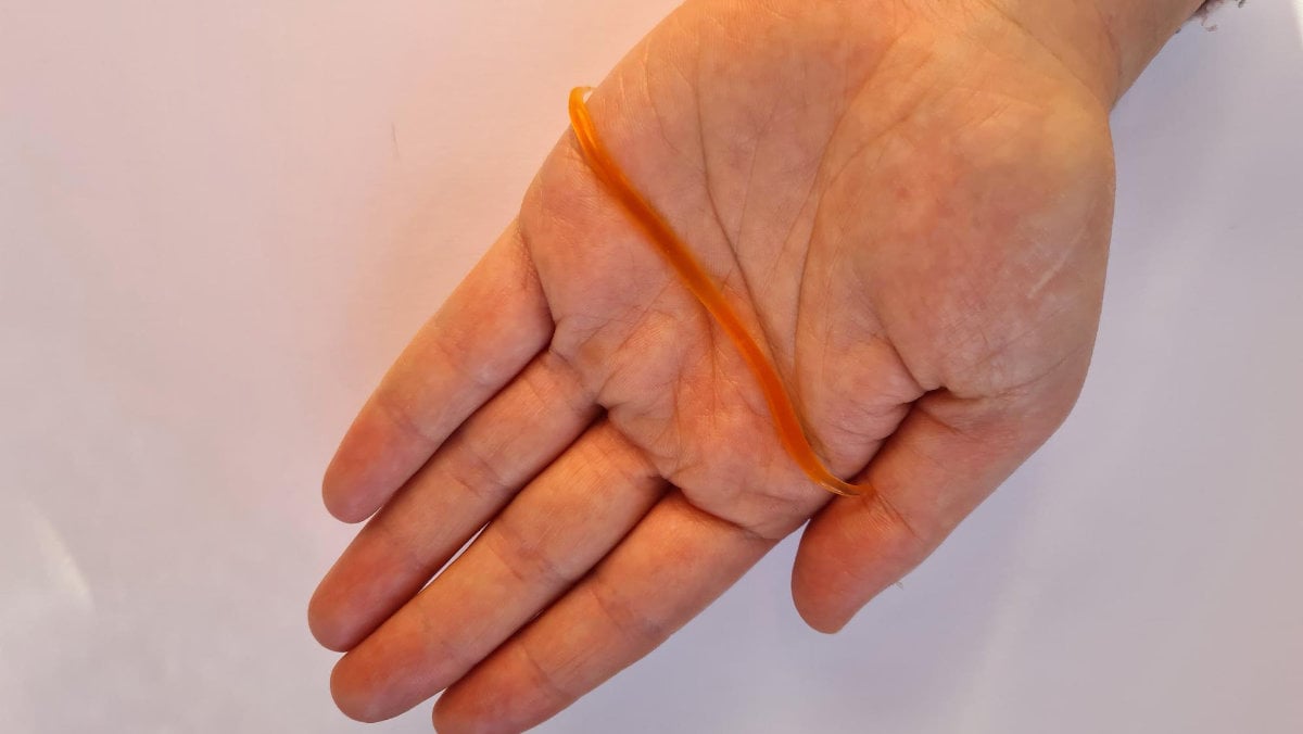 Cushion grip denture adhesive rolled into a strip