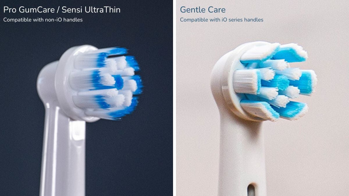 Oral-B Pro GumCare next to Gentle Care head