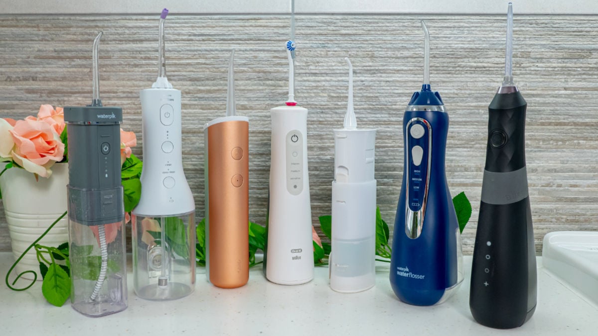 Cordless water flossers stood next to each other