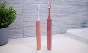 SURI Core 1.0 and Pro 2.0 stood side by side on bathroom counter_296 x 180
